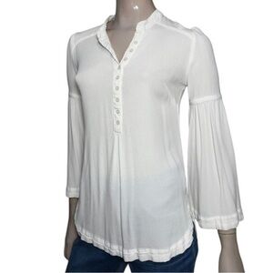 Free People Women’s Size S Ivory Cream Easy Girl Henley Long Sleeve Top Shirt